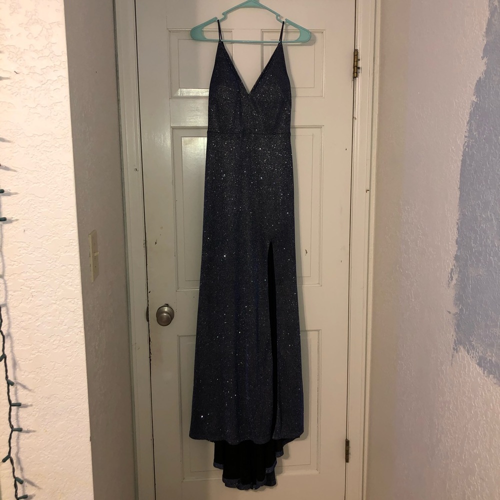 Navy Blue Sparkly Prom Dress